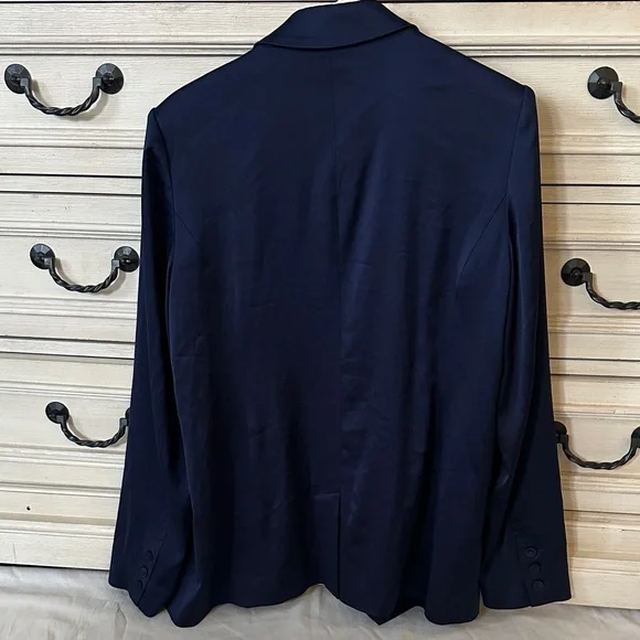 Favorite Daughter The Satin Blazer Navy Venetian Blue Women’s Medium - Picture 7 of 11